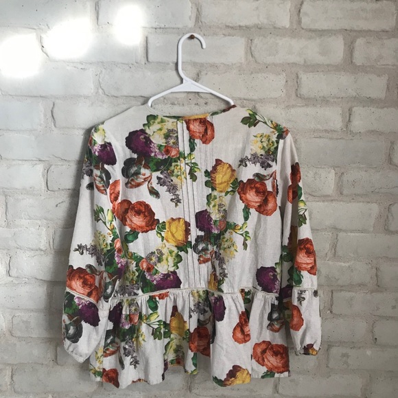 Brass & Roe Floral Long Sleeve Ruffle Bottom M - Picture 7 of 11